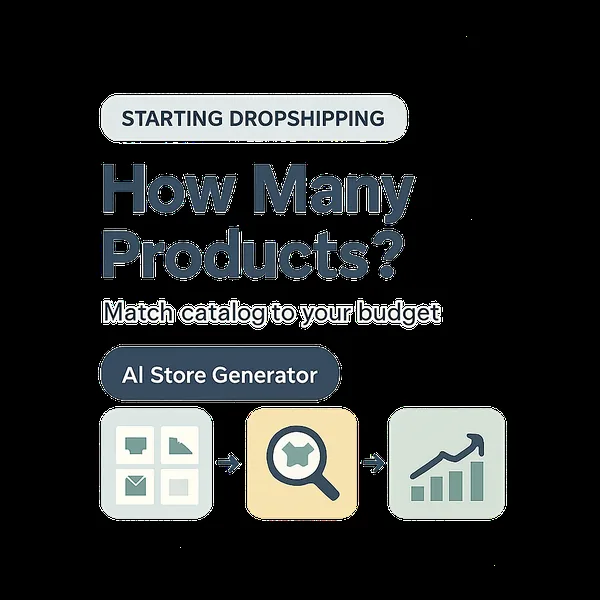 Diagram showing tiered product count framework for dropshipping with budget tiers and testing stages