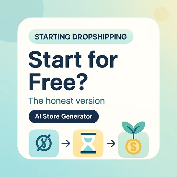 Diagram showing what is genuinely free in dropshipping versus what cannot be avoided like domains, payment fees, and the trial cliff