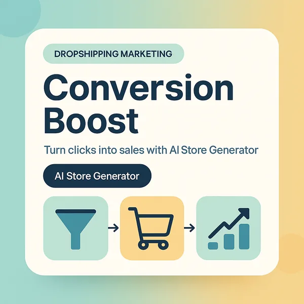 Conversion optimization card with funnel, cart and growth chart icons