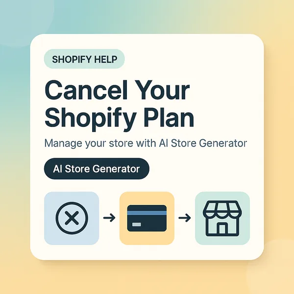 Cancel Shopify subscription card with cancel, card and storefront icons