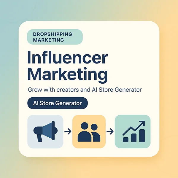 Influencer marketing card with megaphone, people and growth chart icons
