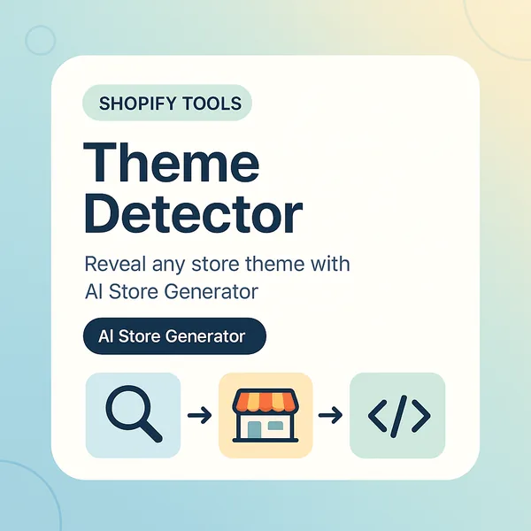 Shopify theme detector card with search, storefront and code icons
