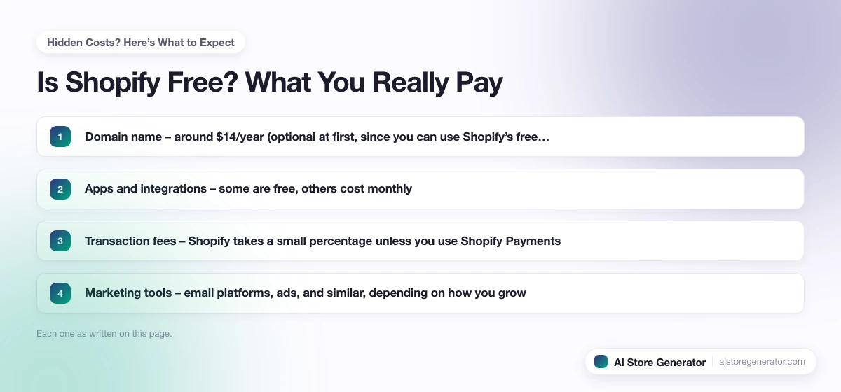 The 4 points this page lists under “Hidden Costs? Here’s What to Expect”, numbered in order.