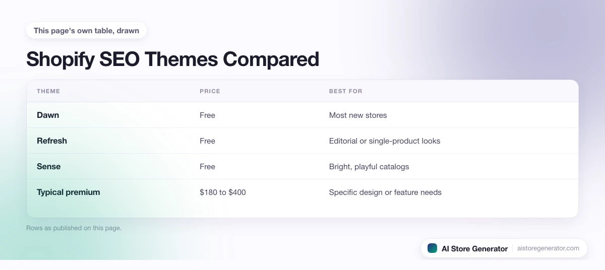 4 rows from this page's own comparison, each with its price and best for.